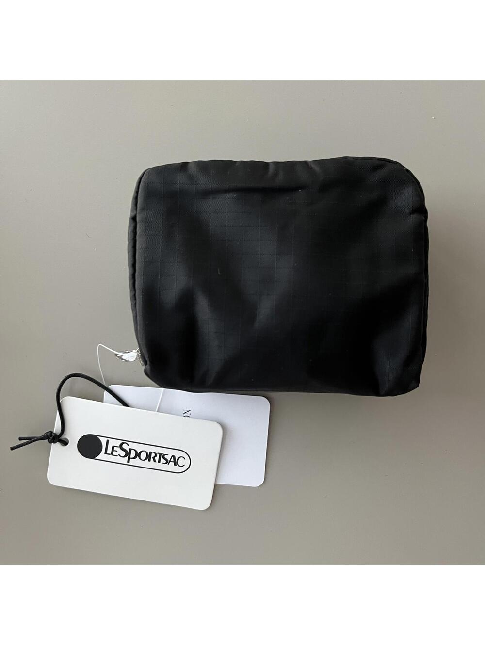 Lesportsac Black Small Square Cosmetic Bag NWT